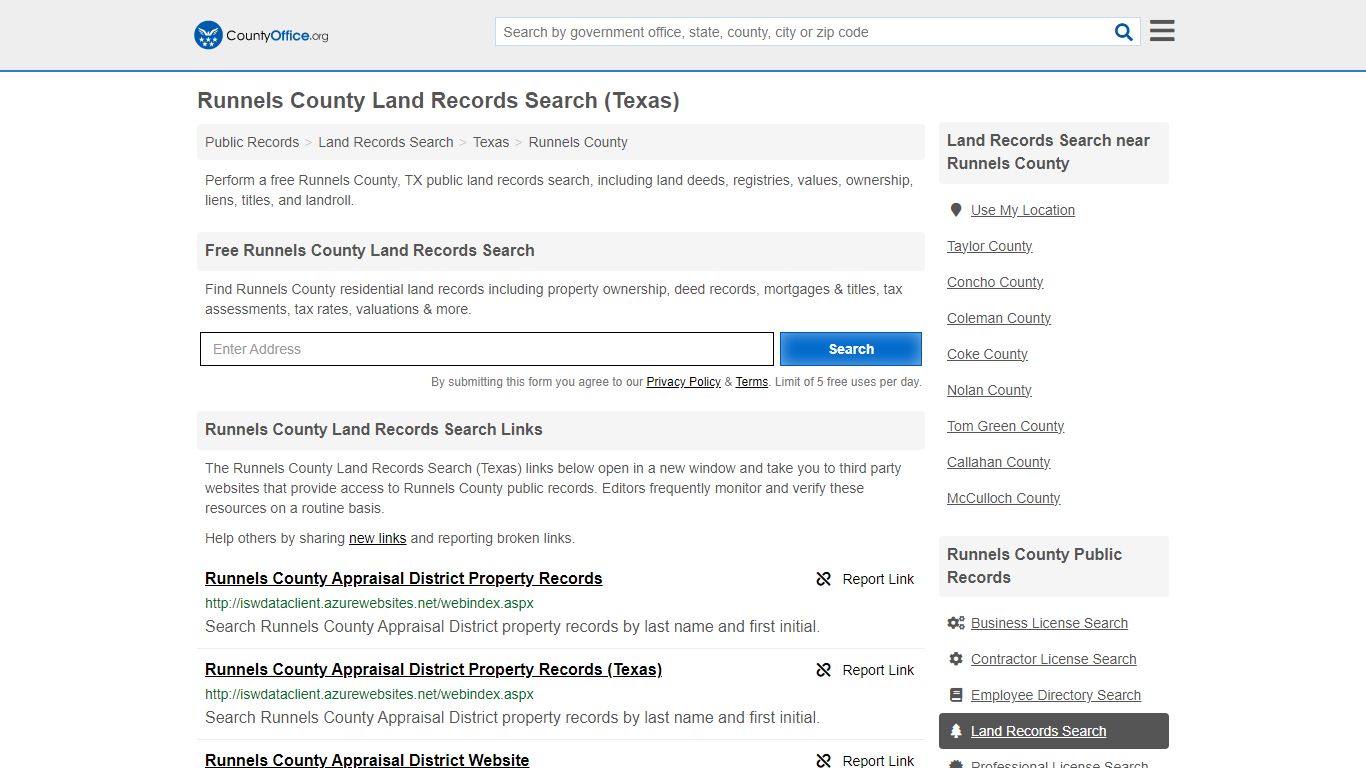 Runnels County Land Records Search (Texas) - County Office